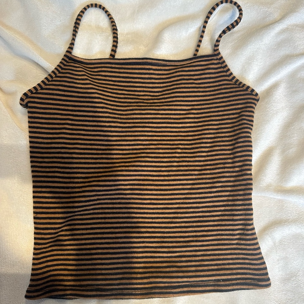 Garage Black and Tan Striped Tank Top